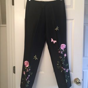 Ann Taylor Silk Embroidered Pants